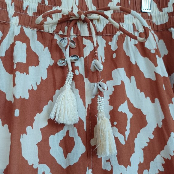 Haute Hippie Pant Wide Leg Cotton Tribal Ikat Boho Size X Large - Picture 4 of 14